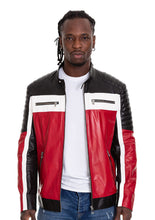 Load image into Gallery viewer, The Martos Black &amp; Red Leather Men Jacket