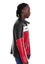 Load image into Gallery viewer, The Martos Black &amp; Red Leather Men Jacket