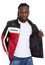 Load image into Gallery viewer, The Martos Black &amp; Red Leather Men Jacket