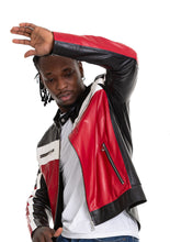 Load image into Gallery viewer, The Martos Black &amp; Red Leather Men Jacket