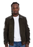 The Albendin Green Leather Men  Jacket