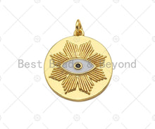 Load image into Gallery viewer, 18K Dainty Gold Enamel Evil Eye Flower On Round Coin Shape Pendant/Charm,Medallion Charm, Necklace Bracelet Charm Pendant,20x22mm,Sku#L518