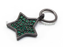 Load image into Gallery viewer, CZ Micro Pave 13x11mm Star Pendant/Charm, Cubic Zirconia Pendant/Charm, Green Black Red Blue Star Jewelry Findings, 1pc/2pcs, sku#F218/BY017