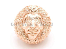 Load image into Gallery viewer, CZ Micro Pave 13mm Lion Head Animal Beads,CZ Spacer Beads in Gold Black Silver Rose Gold Finish,Men's Jewelry Findings, 1pc/2pcs sku#G175
