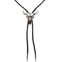 Load image into Gallery viewer, Double S Silver Steer Skull - Bolo Tie