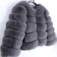 Load image into Gallery viewer, Faux Fox-fur Patchwork Thickened Warm Fur Coat