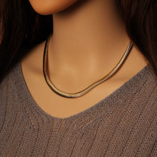 Load image into Gallery viewer, Thick Gold herringbone Necklace, Sku#LD513