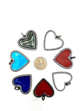 Load image into Gallery viewer, 38mm Large Enamel Colored heart Pendant, Gold/Rose gold/Black/Silver, CZ Micro Pave Oil Drop Heart pendant,Enamel Jewelry,sku#F598