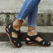 Load image into Gallery viewer, Cutout Round-Toe Velcro Beach Sandals