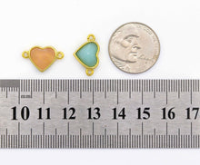 Load image into Gallery viewer, Gold Gemstone Heart Connector, Sku#LY16