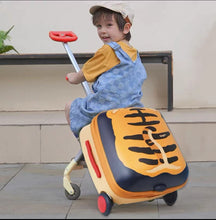 Load image into Gallery viewer, 2-in-1 Kids Ride-On Travel Suitcase &amp; Stroller | Anime Canvas Carry-On with Brake Wheels | Expandable 45L