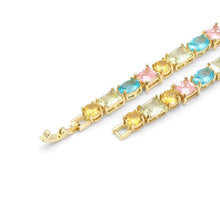Load image into Gallery viewer, Fancy Colorful Oval Square Rectangle CZ Gold Link Chain Necklace, sku#B362