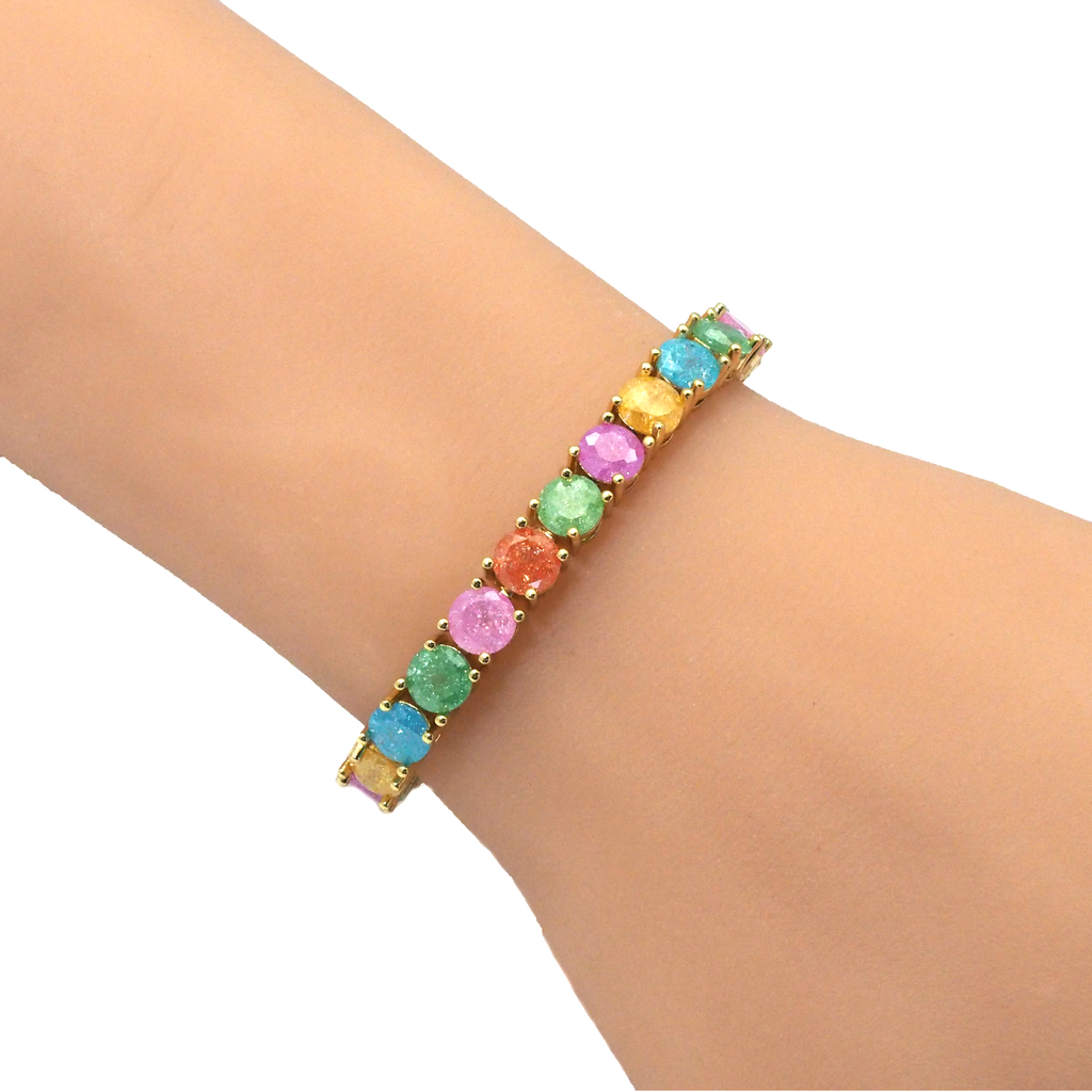 Colorful Stone Gold Adjustable Bracelet, Sku#B346