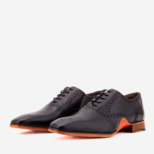 Load image into Gallery viewer, The Draco Handmade Black Semi Brogue Oxford Men Shoe