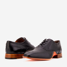 Load image into Gallery viewer, The Draco Handmade Black Semi Brogue Oxford Men Shoe