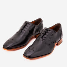 Load image into Gallery viewer, The Draco Handmade Black Semi Brogue Oxford Men Shoe