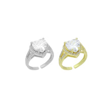 Load image into Gallery viewer, Gold Silver Crystal Clear Heart CZ Adjustable Ring, Sku#A415