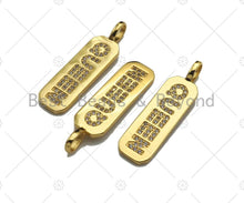 Load image into Gallery viewer, CZ Micro Pave QUEEN Bar Pendant, Cubic Zirconia Strip Pendant, Queen Charm, Micro pave Bar pendant, 10x35mm, sku#LK134