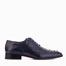 Load image into Gallery viewer, The Varenne Navy Pythn Leather Oxford Men Shoe