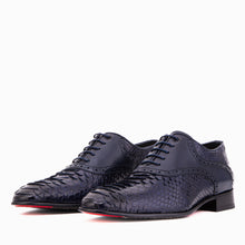 Load image into Gallery viewer, The Varenne Navy Pythn Leather Oxford Men Shoe