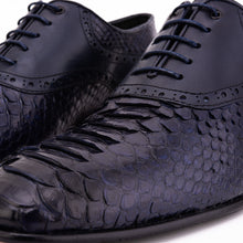 Load image into Gallery viewer, The Varenne Navy Pythn Leather Oxford Men Shoe