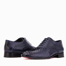 Load image into Gallery viewer, The Varenne Navy Pythn Leather Oxford Men Shoe