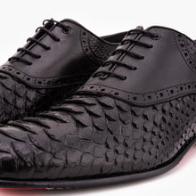 Load image into Gallery viewer, The Varenne Black Pythn Leather Oxford Men Shoe