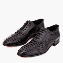 Load image into Gallery viewer, The Varenne Black Pythn Leather Oxford Men Shoe
