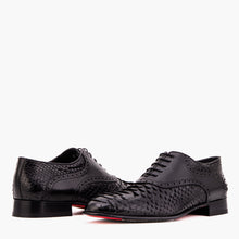Load image into Gallery viewer, The Varenne Black Pythn Leather Oxford Men Shoe