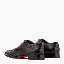 Load image into Gallery viewer, The Varenne Black Pythn Leather Oxford Men Shoe