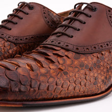 Load image into Gallery viewer, The Varenne Tan Pythn Leather Oxford Men Shoe
