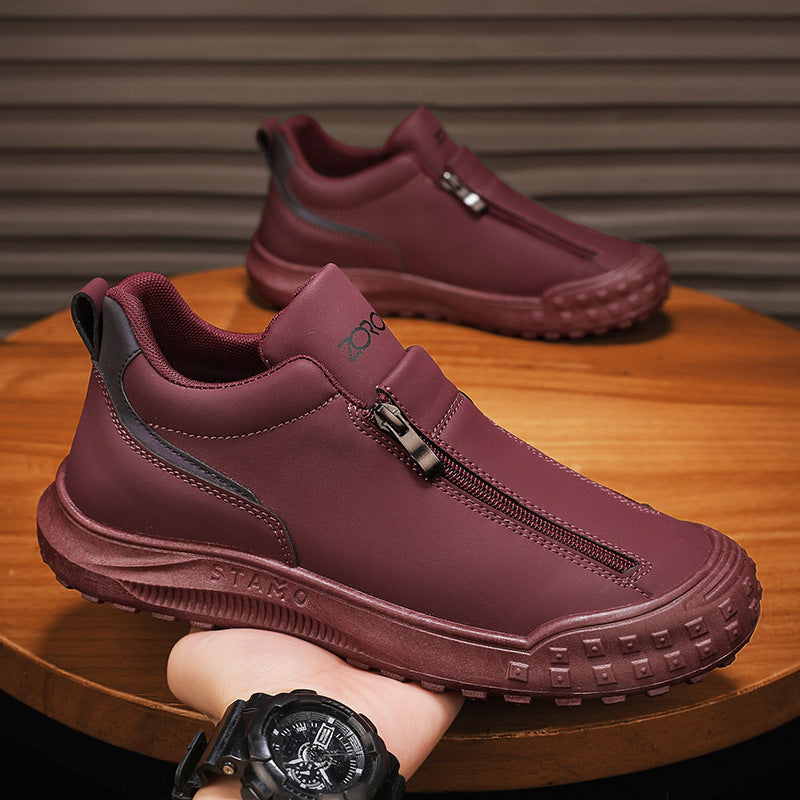 Men's Side Zipper Loafer Shoes – Soft Sole Casual Slip-On with Rubber Outsole | Sizes EU 39–44