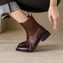 Load image into Gallery viewer, Women's Full-Grain Leather Ankle Boots | Chunky Heel British-Style Mid-Calf Boot