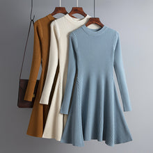 Load image into Gallery viewer, Dress Autumn Winter Women Knitted Long Sleeved Solid Color Slim Fit Bottoming Inner Wear A- line Dress