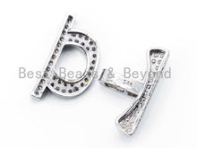 Load image into Gallery viewer, CZ Micro Pave D Shape Buckle Clasp/Connector/ Link Connector for Bracelet Necklace, 24x22mm, sku#K12