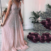 Load image into Gallery viewer, Spring Summer Women Clothing Gold V neck Dress Sling Gradient Mop Dress