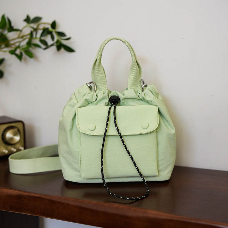 Women's Lightweight Oxford Cloth Shoulder Bag - Versatile Everyday Bucket Bag