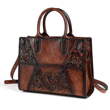 Load image into Gallery viewer, Embossed Patchwork Women's Bag – Large Capacity PU Leather Floral Handbag