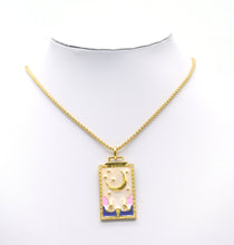 Load image into Gallery viewer, Gold Enamel Evil Eye Heart Moon On Rectangle Charm, Sku#JL111