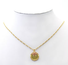 Load image into Gallery viewer, Fuchsia CZ Bowknot On Round Medallion Coin Charm, Sku#LK758