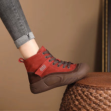 Load image into Gallery viewer, Women's High Top Lace-Up Boots | Thick Sole Height Increasing | Genuine Leather | Coffee Green Red