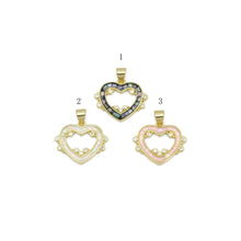 Load image into Gallery viewer, Abalone Pink White Mother of pearl Heart Charm, Sku#LX392