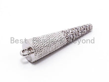 Load image into Gallery viewer, CZ Micro Pave Spike Charm, Pave Spike Charm, Cone Charm, Pave Cone Charm, Jewelry Supplies, DIY Jewelry, Spike Pendants, 28x7mm,sku#F358