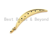 Load image into Gallery viewer, CZ Colorful Micro Pave Flat Crescent Moon Gold Pendant, Moon Shaped Pave Pendant, Gold plated, 7x49mm, Sku#F874