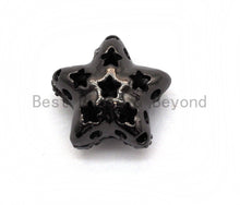Load image into Gallery viewer, Black CZ Pave On Black Micro Pave Puffy Star Spacer Beads , Cubic Zirconia Star Spacer Beads,12mm, sku#C97