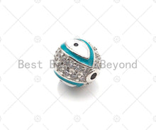 Load image into Gallery viewer, SLIVER CZ Pave Evil Eye Pave ball Spacer beads,  Enamel Evil Eye Round Pave Ball,Cubic Zirconia Spacer Beads, 8mm/10mm,sku#ML27