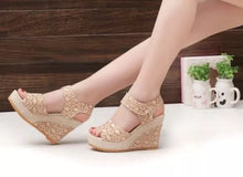 Load image into Gallery viewer, Women's Cutout Platform Sandals | Waterproof Open-Toe Cowhide Heels