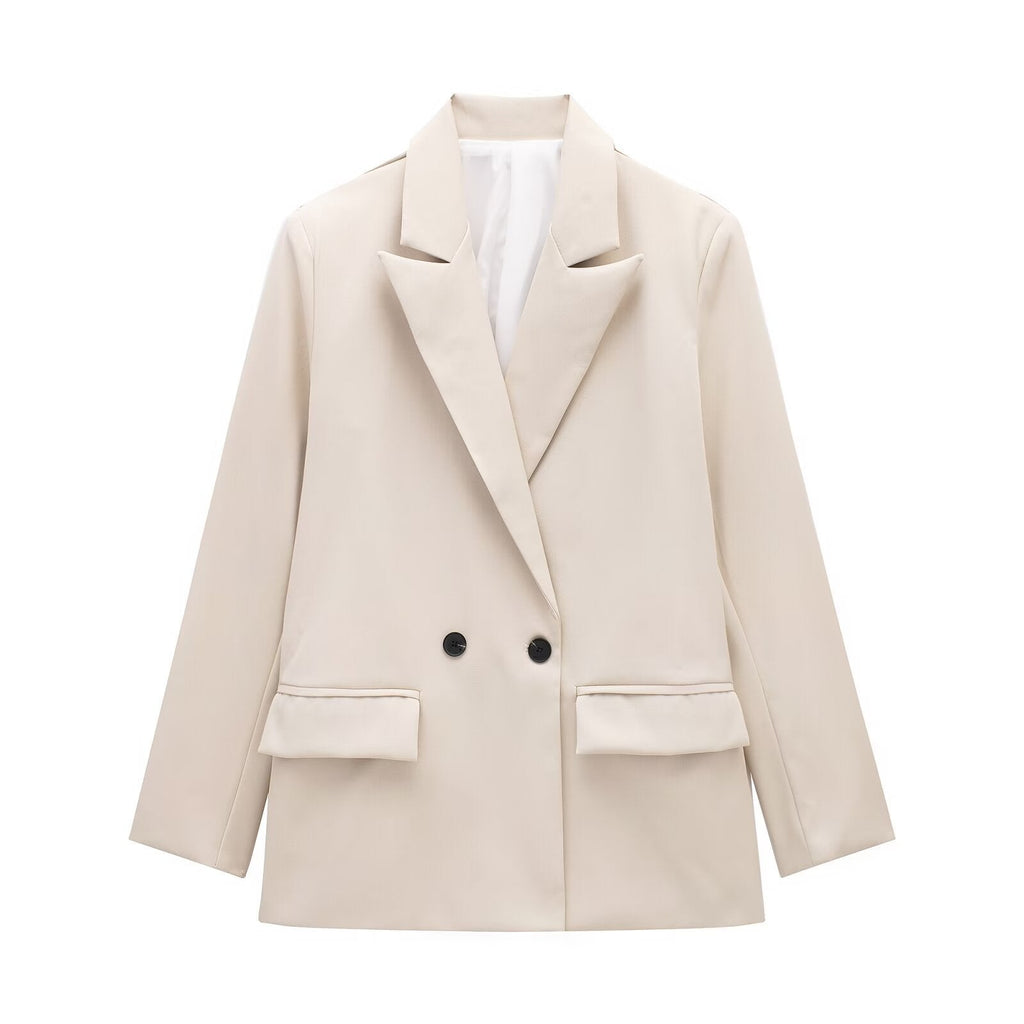 Summer Casual Relaxed-fit Double-breasted Blazer