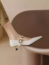 Load image into Gallery viewer, Women's Pointed-Toe Stud Heels | Single-Strap Buckle Flats with Rivet Detail