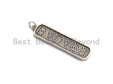 Load image into Gallery viewer, CZ Micro Pave Long Bar With Letter Pendant, Antique Silver Tone, Clear Cz Big Pave Bar Charm Pendant, 10x39mm,sku#F1013C